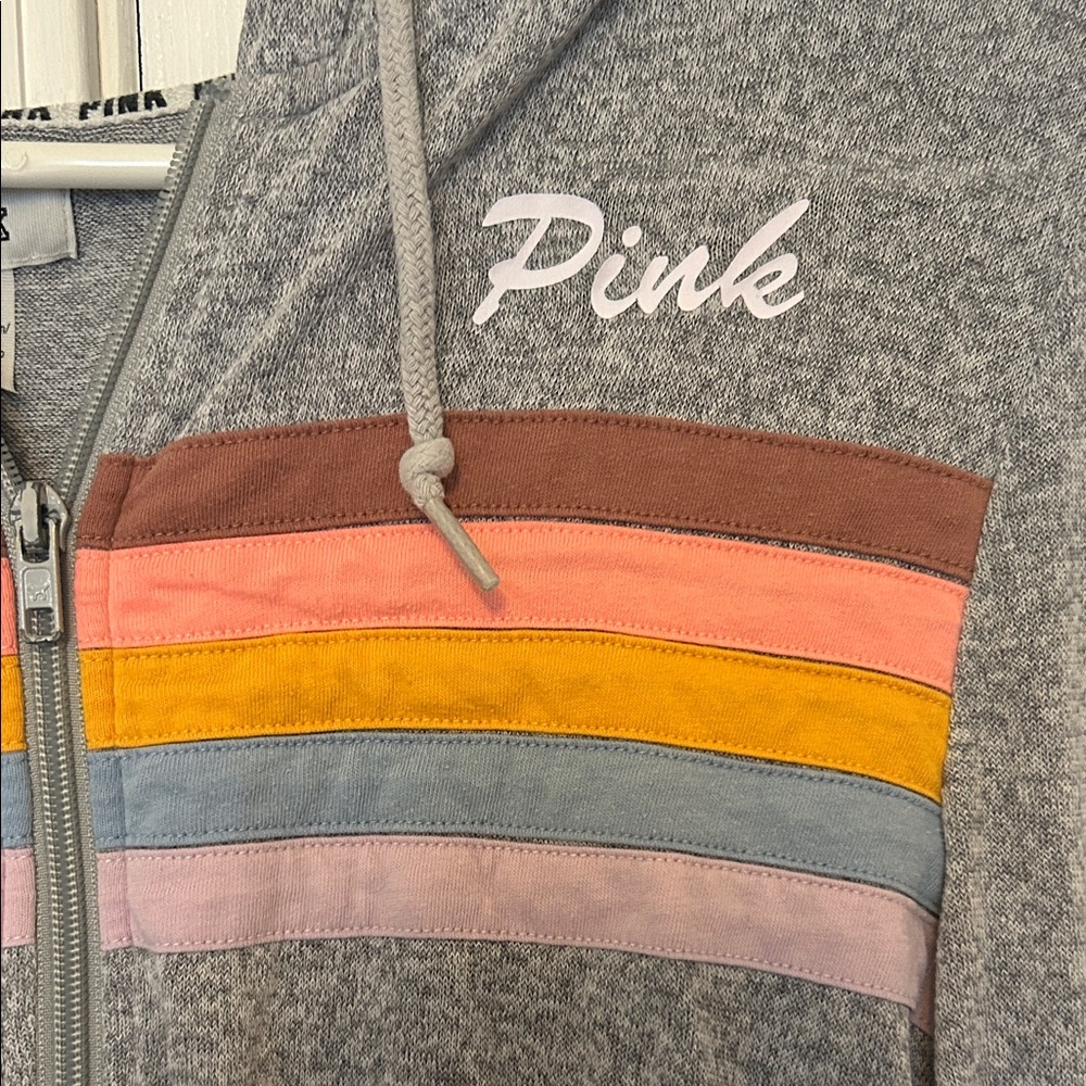 PINK Victoria's Secret Heather Gray Zip-Up - Picture 3 of 4